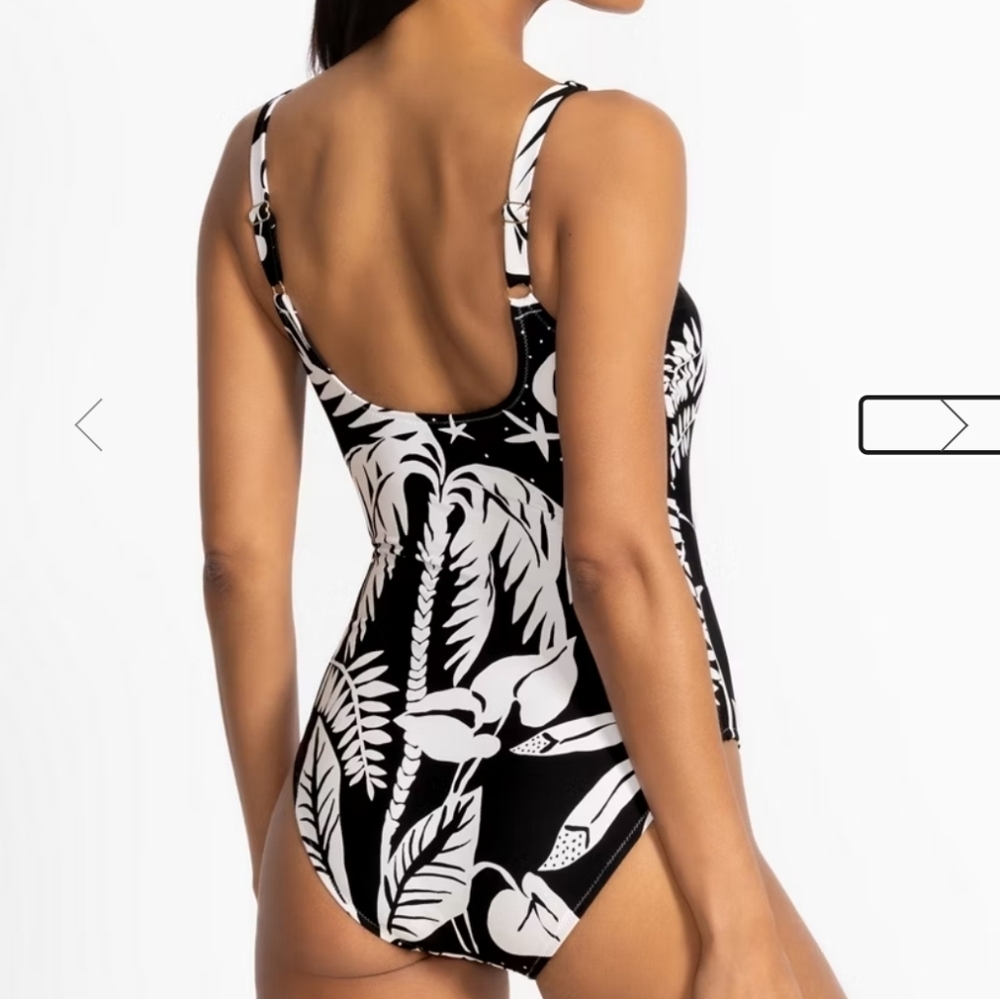 Johnny Was Palmas Tank One Piece Medium Black/White New With Tags Never Worn